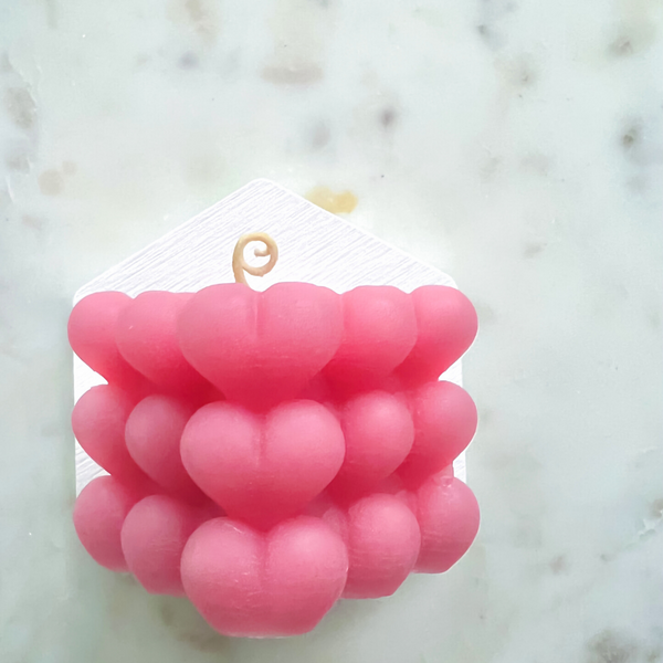 ROSERAY® 100% Pure Beeswax Heart Bubble Candle