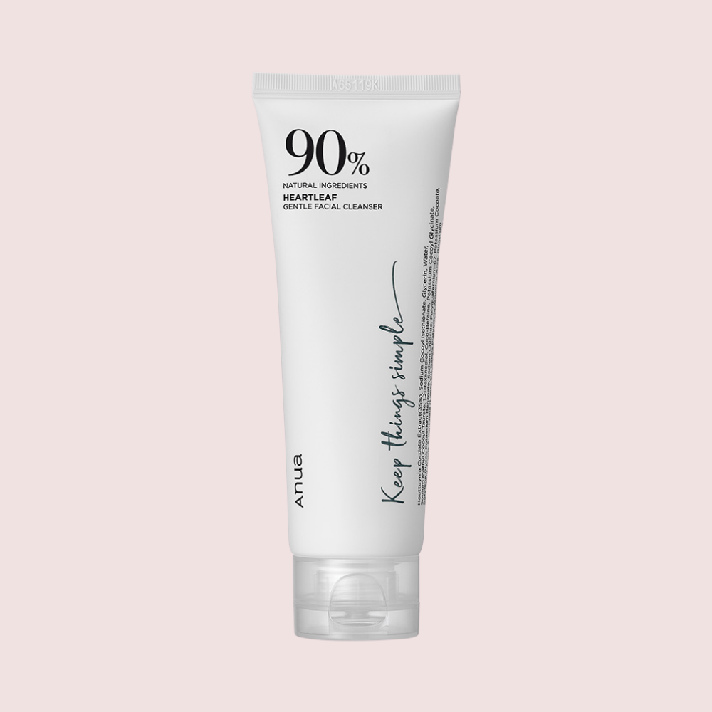 anua heartleaf 90% natural ingredients gentle facial cleanser in white tube