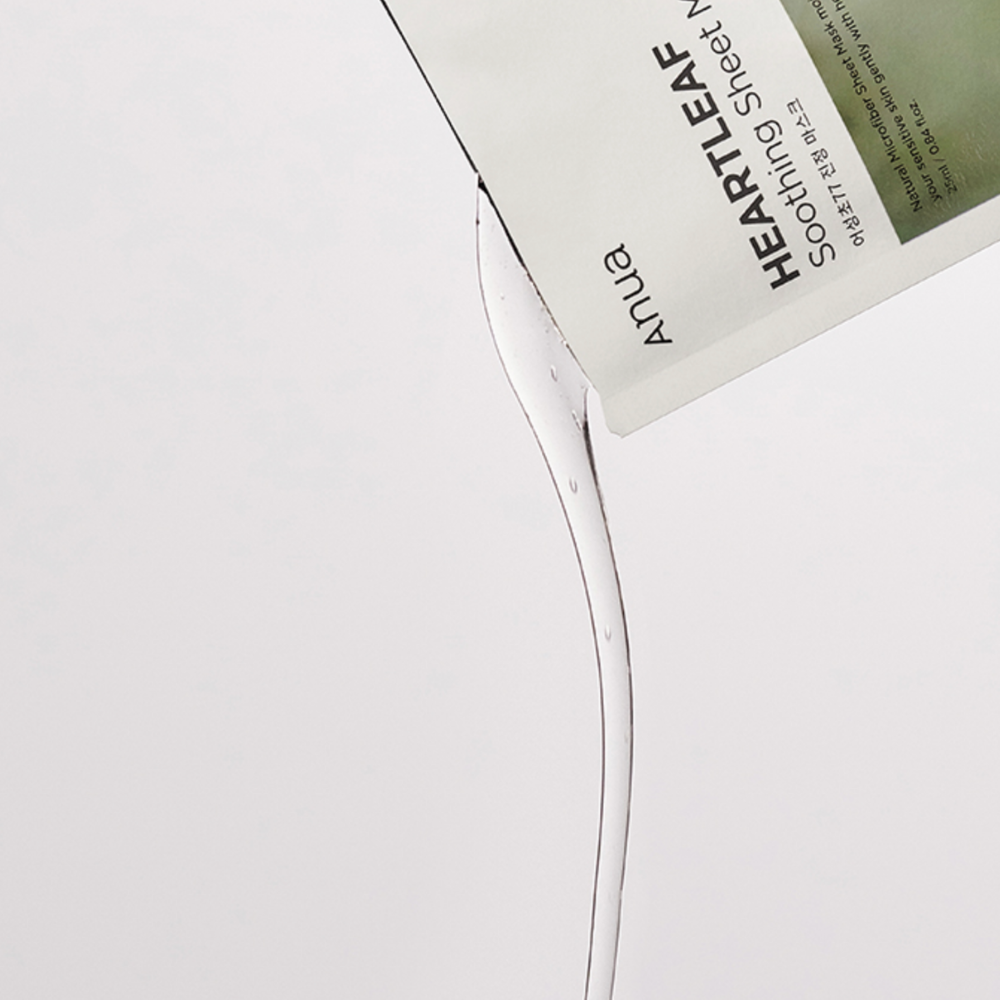 Five Anua heartleaf soothing sheet mask inside white paper packaging