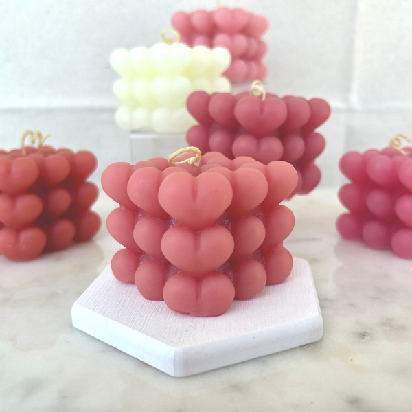 ROSERAY® 100% Pure Beeswax Heart Bubble Candle